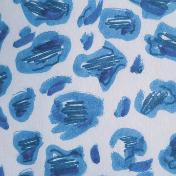 Blue Panther Texture. Animal Pattern. Colorful