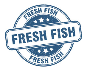 fresh fish stamp. fresh fish label. round grunge sign