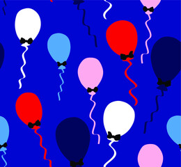 Abstract Hand Drawing Colorful Balloons Repeating Vector Pattern Isolated Background