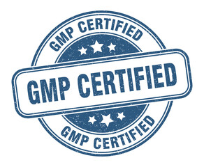 gmp certified stamp. gmp certified label. round grunge sign