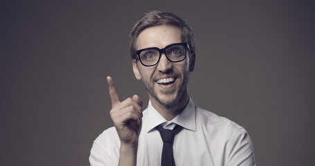 Smart businessman having a great idea