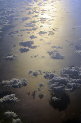 Sun reflection in Mediterranean from airliner. Flight from Kiev to Harm El Sheikh, Egypt.