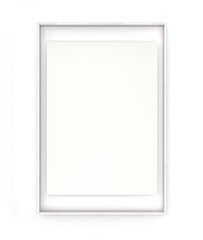 Thin White Wooden Rectangular Frame with Empty Space to Add an Image. 3D Render Isolated on White.