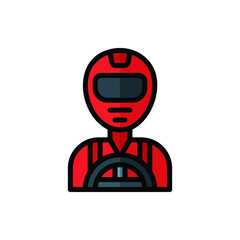 Driver, Racer Icon Logo Illustration Vector Isolated. Avatar, Character, and Profession Icon-Set. Suitable for Web Design, Logo, App, and UI. Editable Stroke and Pixel Perfect. EPS 10.