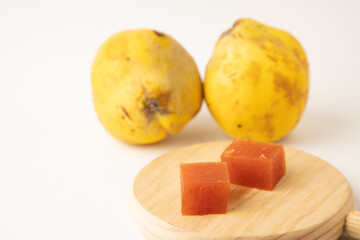 quince fruit on white background