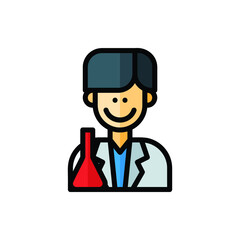 Professor, Scientist Icon Logo Illustration Vector Isolated. Avatar, Character, and Profession Icon-Set. Suitable for Web Design, Logo, App, and UI. Editable Stroke and Pixel Perfect. EPS 10.