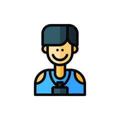 Photographer, Cameraman Icon Logo Illustration Vector Isolated. Avatar, Character, and Profession Icon-Set. Suitable for Web Design, Logo, App, and UI. Editable Stroke and Pixel Perfect. EPS 10.