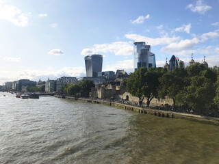 London city skyline and River Thames in England, UK