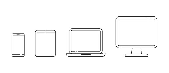 パソコン スマホ タブレット Pcのアイコンセット デジタルデバイス スマートフォン 画面 イラスト Wall Mural Yugoro