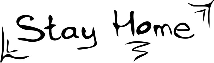 vector illustration words stay home drawn black lines