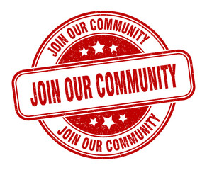 join our community stamp. join our community label. round grunge sign