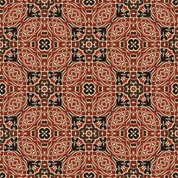 Style bright color seamless pattern in red black for decoration, paper wallpaper, tiles, textiles, neckerchief,  carpet, rug, pillows. Home decor, interior design, cloth design.