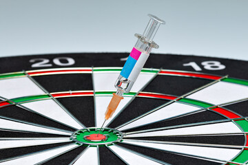 vaccination, syringe, dice, dart board