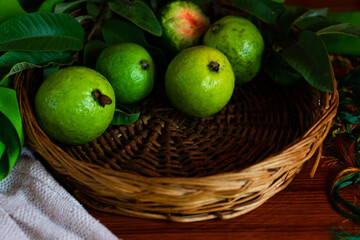 Fresh guava in a basket