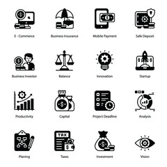 
Business Affairs Icons in Modern Filled Style 
