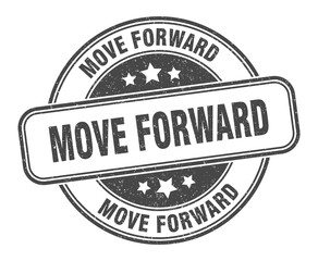 move forward stamp. move forward label. round grunge sign