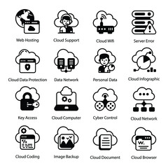 
Pack of Cloud Hosting Solid Icons

