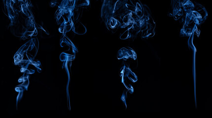 Smoke from matchstick isolated on black background