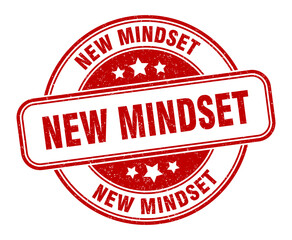 new mindset stamp. new mindset label. round grunge sign