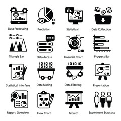 
Business Data Solid Icons Set 
