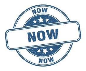 now stamp. now label. round grunge sign