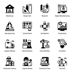 
Pack of Industry and Production Solid Icons
