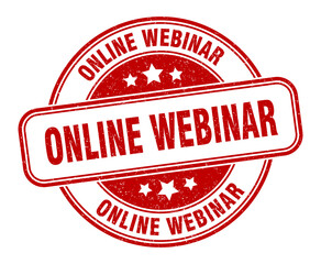 online webinar stamp. online webinar label. round grunge sign