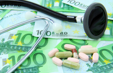 Concept of expensive medicine, technology, produciton of medicine.