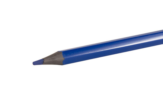 Blue color pencil for art isolated on the white