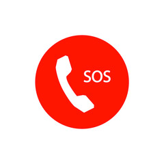 sos call icon phone, vector sos call help on phone sign