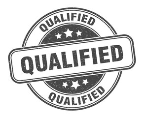 qualified stamp. qualified label. round grunge sign