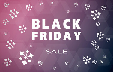 Black Friday snowflakes. Pink blue background.