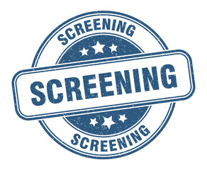 screening stamp. screening label. round grunge sign
