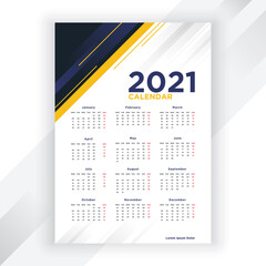 stylish 2021 calendar design in business style modern template