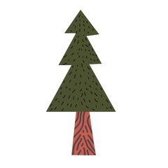 Autumn and winter fir-tree vector illustration. Cute autumn tree from the forest. Cozy colors