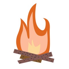 Campfire vector illustration. Cute trendy  bonfire. Isolated on white background vector for prints, poster, cute stationery, travel design. High quality illustration