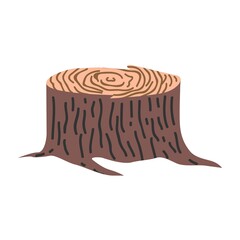Tree stump vector illustration. Cute and modern. Isolated on white background drawing for prints, poster, cute stationery, travel design. High quality illustration