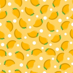 Mango and White Dot Seamless Pattern. Vector Design Illustration.