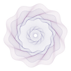 Watermark ,Guilloche rosetta  , design for  background for certificate, 