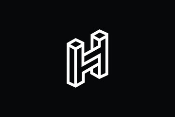 3D H logo letter design on luxury background. 3D HH logo monogram initials letter concept. H icon logo design. HH elegant and Professional letter icon design on black background. H HH