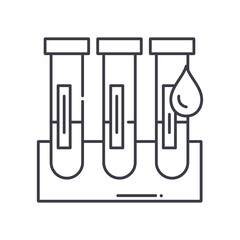 Blood tests icon, linear isolated illustration, thin line vector, web design sign, outline concept symbol with editable stroke on white background.