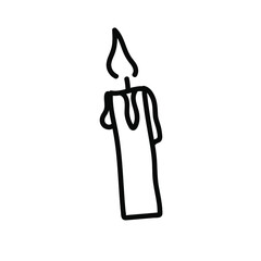 burning christmas candle vector element in doodle style
