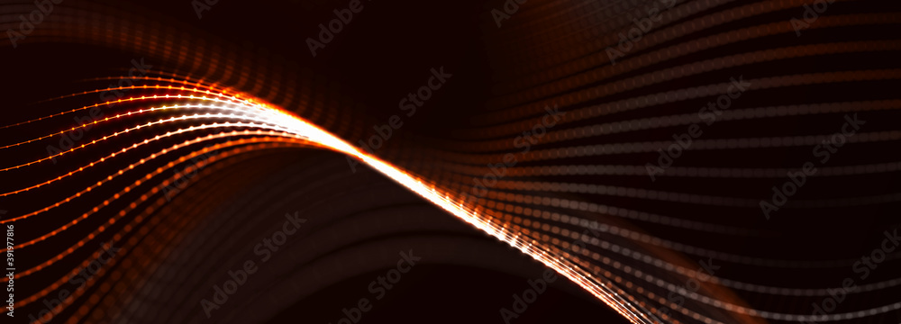 Aufkleber digital technology background. directed stream of luminous particles. big data visualization. 3d ren