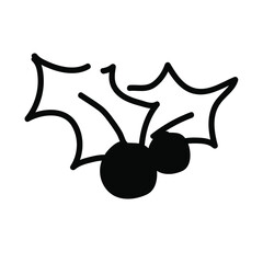 Christmas winter cranberries vector illustration. Cute and cozy doodle element