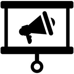 
A loudspeaker and banner represent marketing idea
