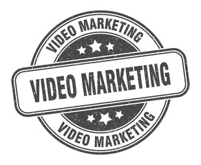 video marketing stamp. video marketing label. round grunge sign