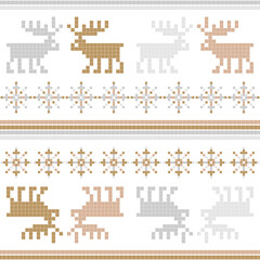 Christmas decorative snowflakes. Norwegian design. Geometrical figure. Seamless background. Boho style. Vector illustration for web design or print. - 391979286