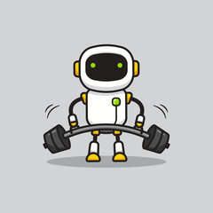 Cute robot lifting weight