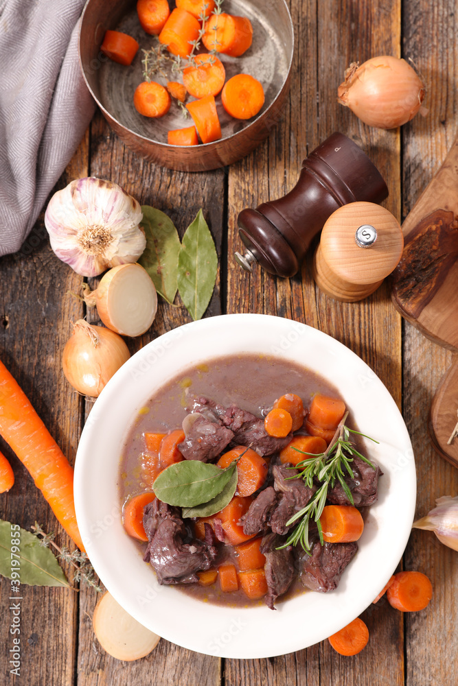 Wall mural beef stew with carrot and wine sauce - Wall murals