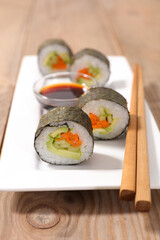 maki sushi with salmon and avocado